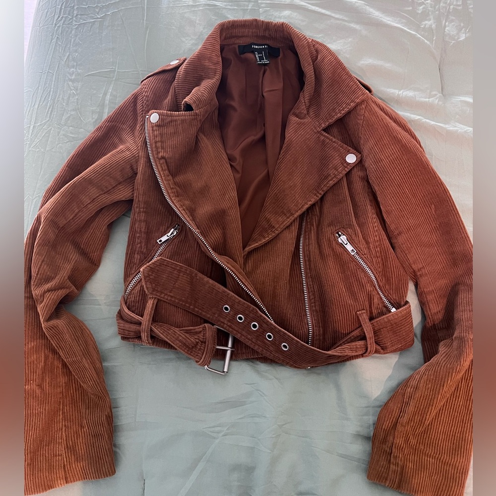 Forever 21, size S, brown corduroy jacket with belt